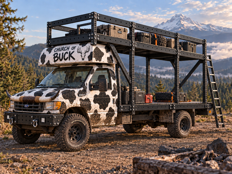 Concept artwork of Buck with cow markings, horns, and an open upper deck
